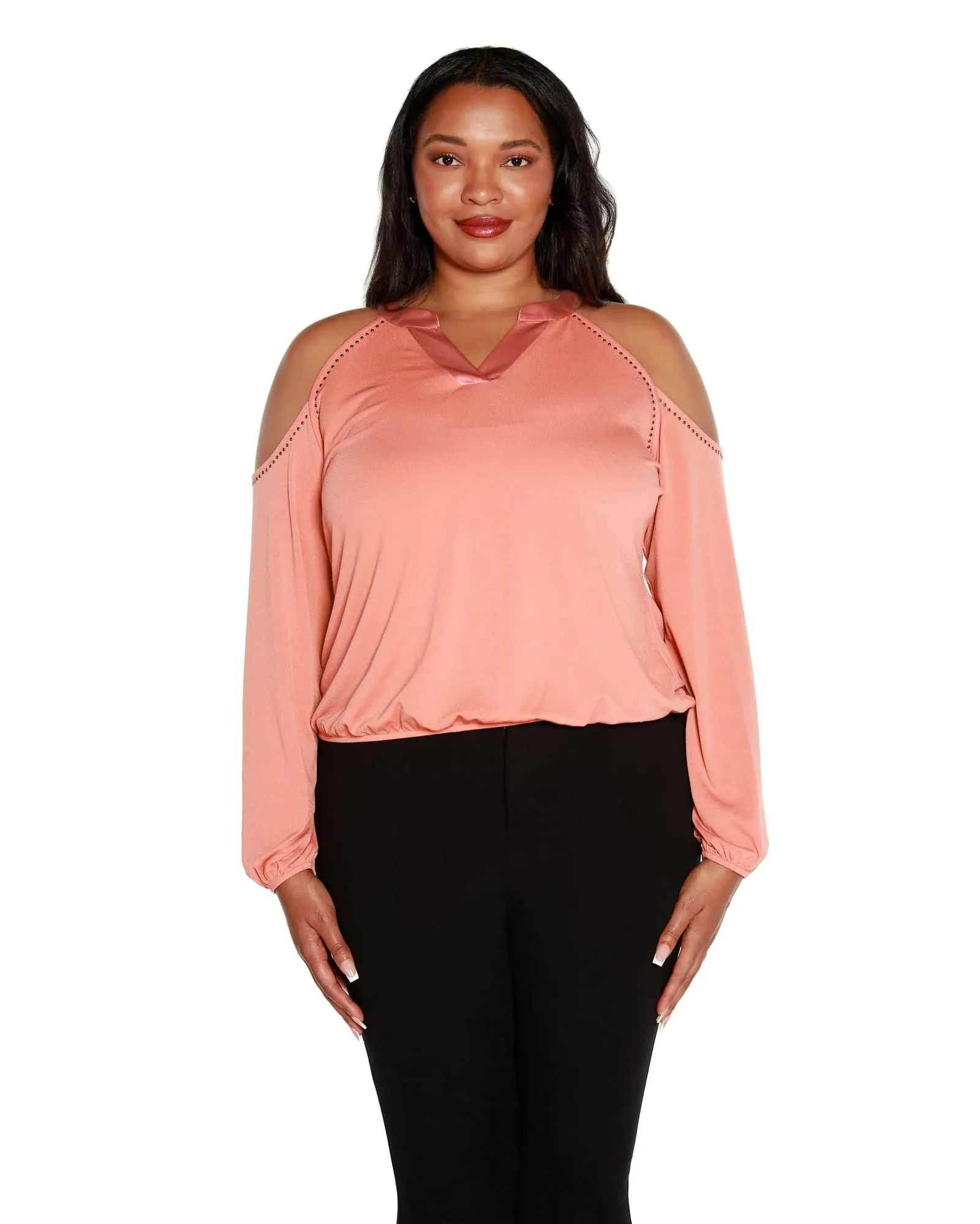 Studded Cold-Shoulder Top | Desert Sand