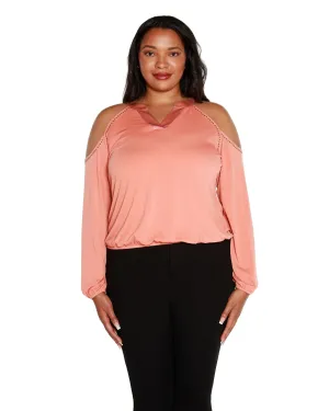 Studded Cold-Shoulder Top | Desert Sand