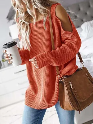 Stunncal Cold Shoulder Knit Sweater