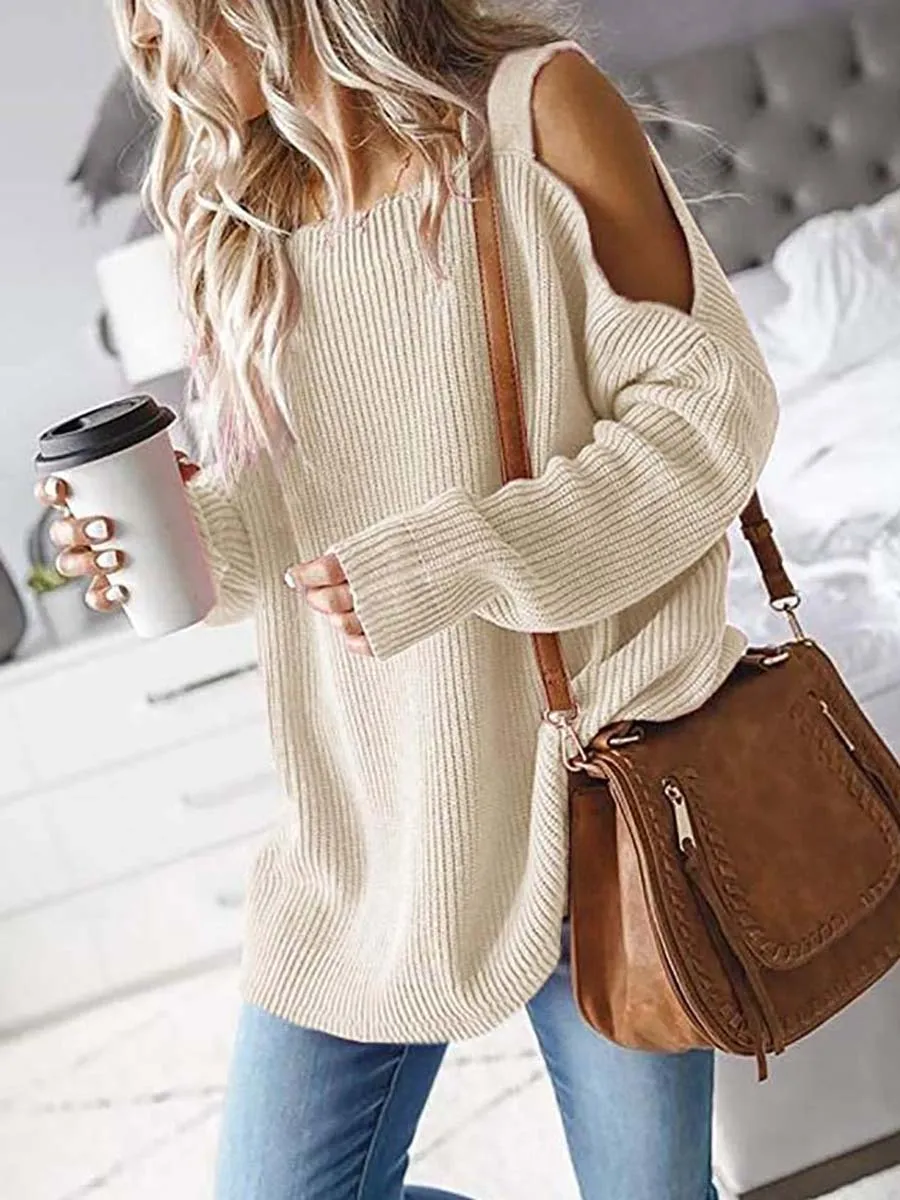 Stunncal Cold Shoulder Knit Sweater
