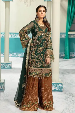 Stunning Pakistani Emerald Green Dress In Chiffon # C2087