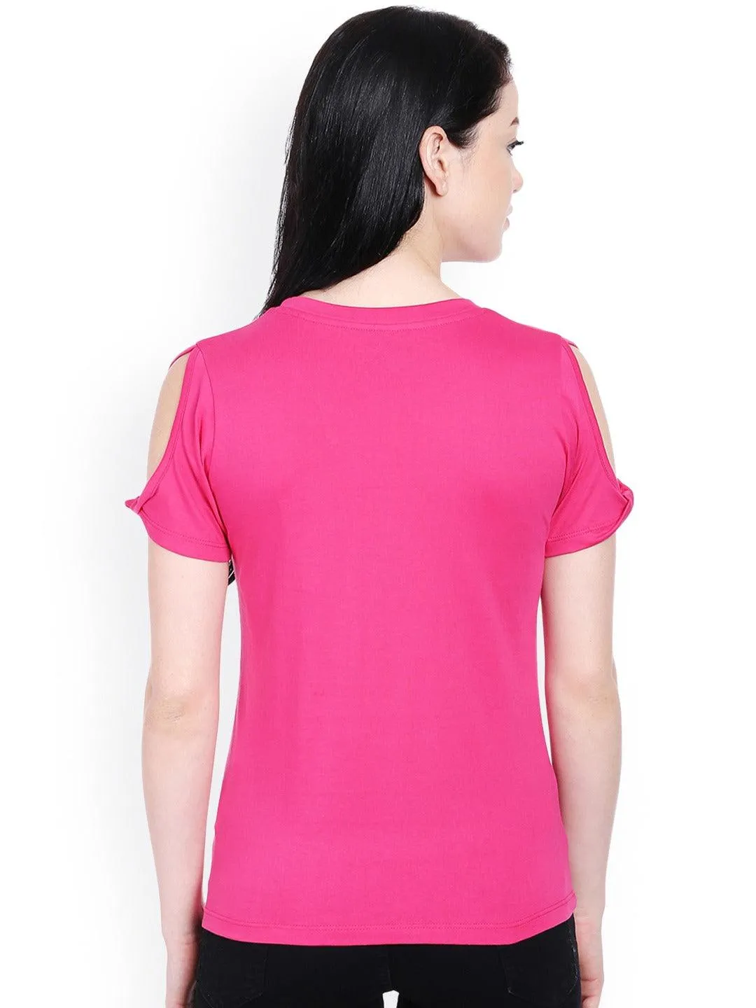 Style Quotient Women Pink Cold Shoulder Top
