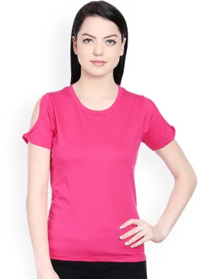 Style Quotient Women Pink Cold Shoulder Top
