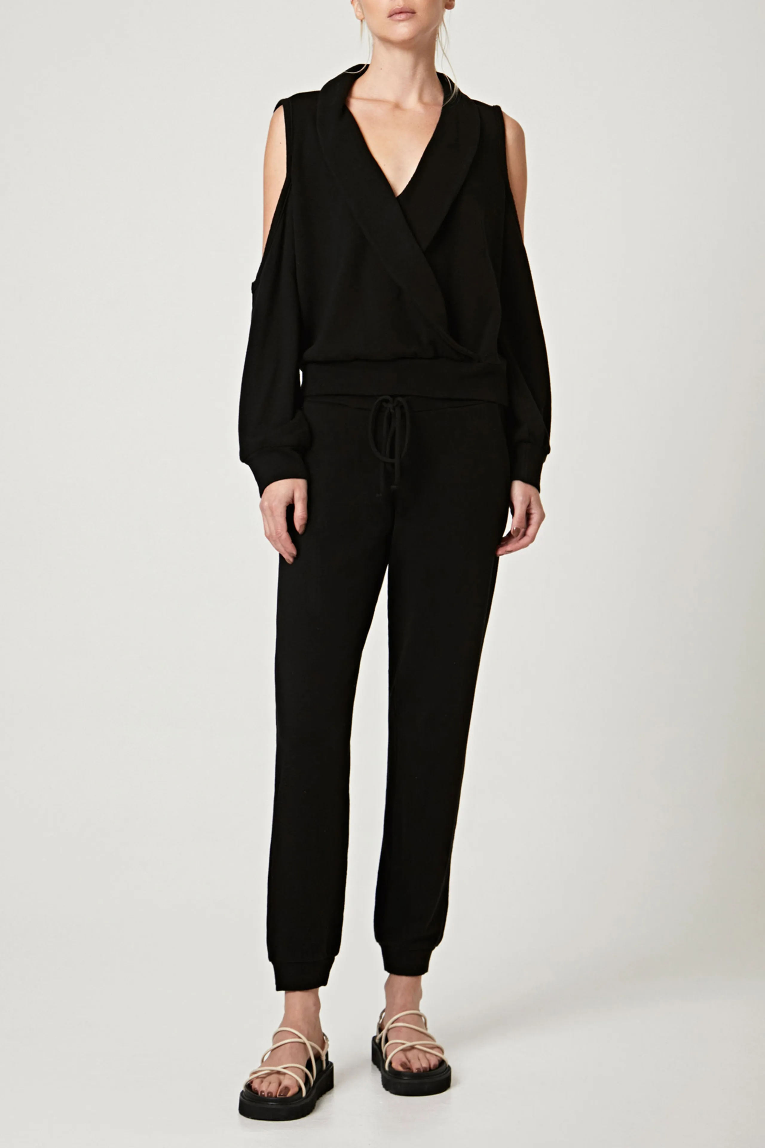 Surplice Cold Shoulder Pullover
