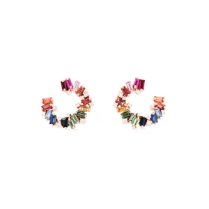 Suzanne Kalan Isla Rainbow Sapphire Hoop Earrings