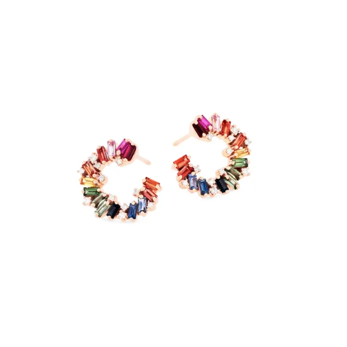 Suzanne Kalan Isla Rainbow Sapphire Hoop Earrings