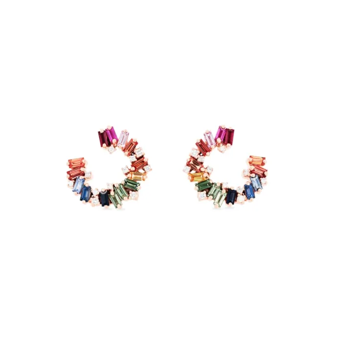 Suzanne Kalan Isla Rainbow Sapphire Hoop Earrings
