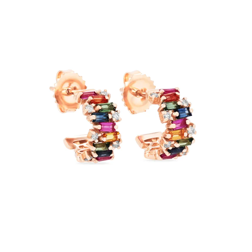 Suzanne Kalan Rainbow Sapphire Hoop Earrings