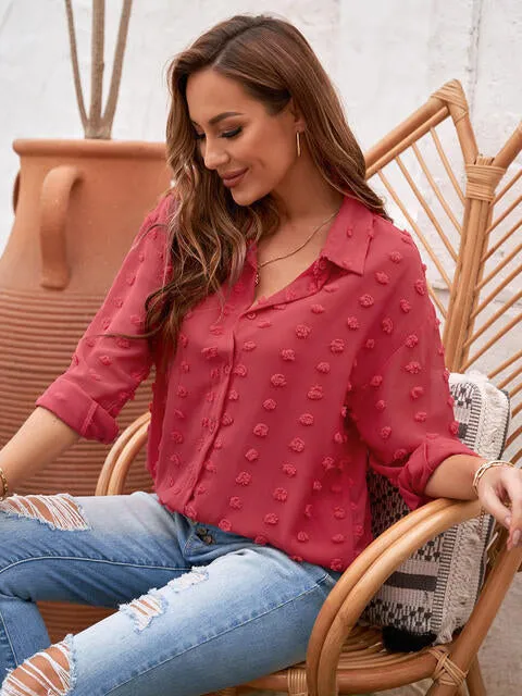 Swiss Dot Drop Shoulder Blouse (4 Colors)