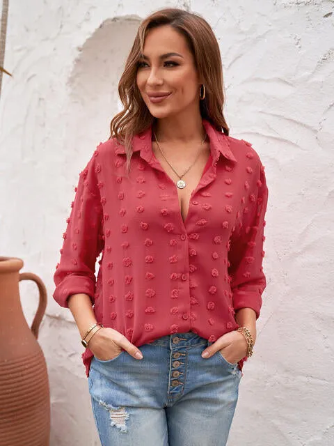 Swiss Dot Drop Shoulder Blouse (4 Colors)
