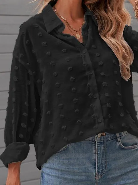 Swiss Dot Drop Shoulder Blouse (4 Colors)