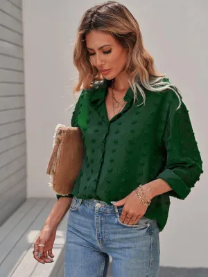 Swiss Dot Drop Shoulder Blouse (4 Colors)