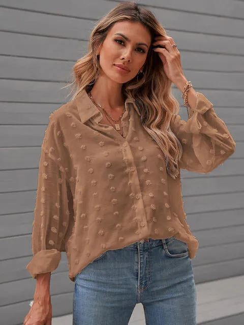 Swiss Dot Drop Shoulder Blouse (4 Colors)