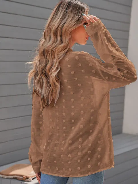 Swiss Dot Drop Shoulder Blouse (4 Colors)