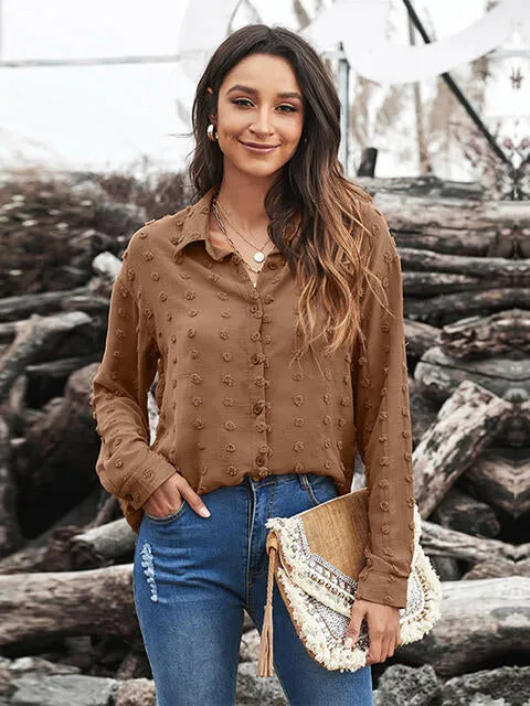 Swiss Dot Drop Shoulder Blouse (4 Colors)