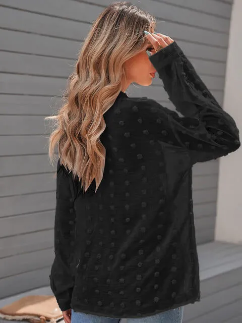 Swiss Dot Drop Shoulder Blouse (4 Colors)