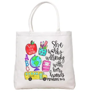 Teacher Proverbs 31 Tote Bag