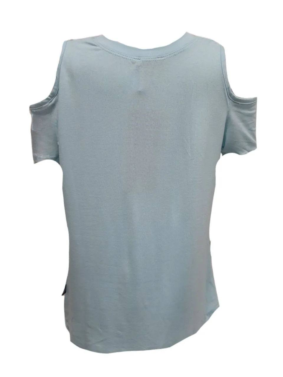 TEREZ Girl's Blue Cold Shoulder Shirt #436018027 Large NWT