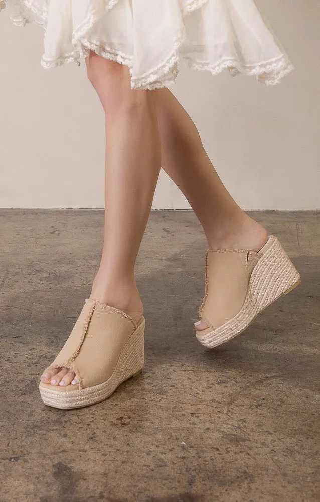 The Verona - Frayed Denim Espadrille Wedge