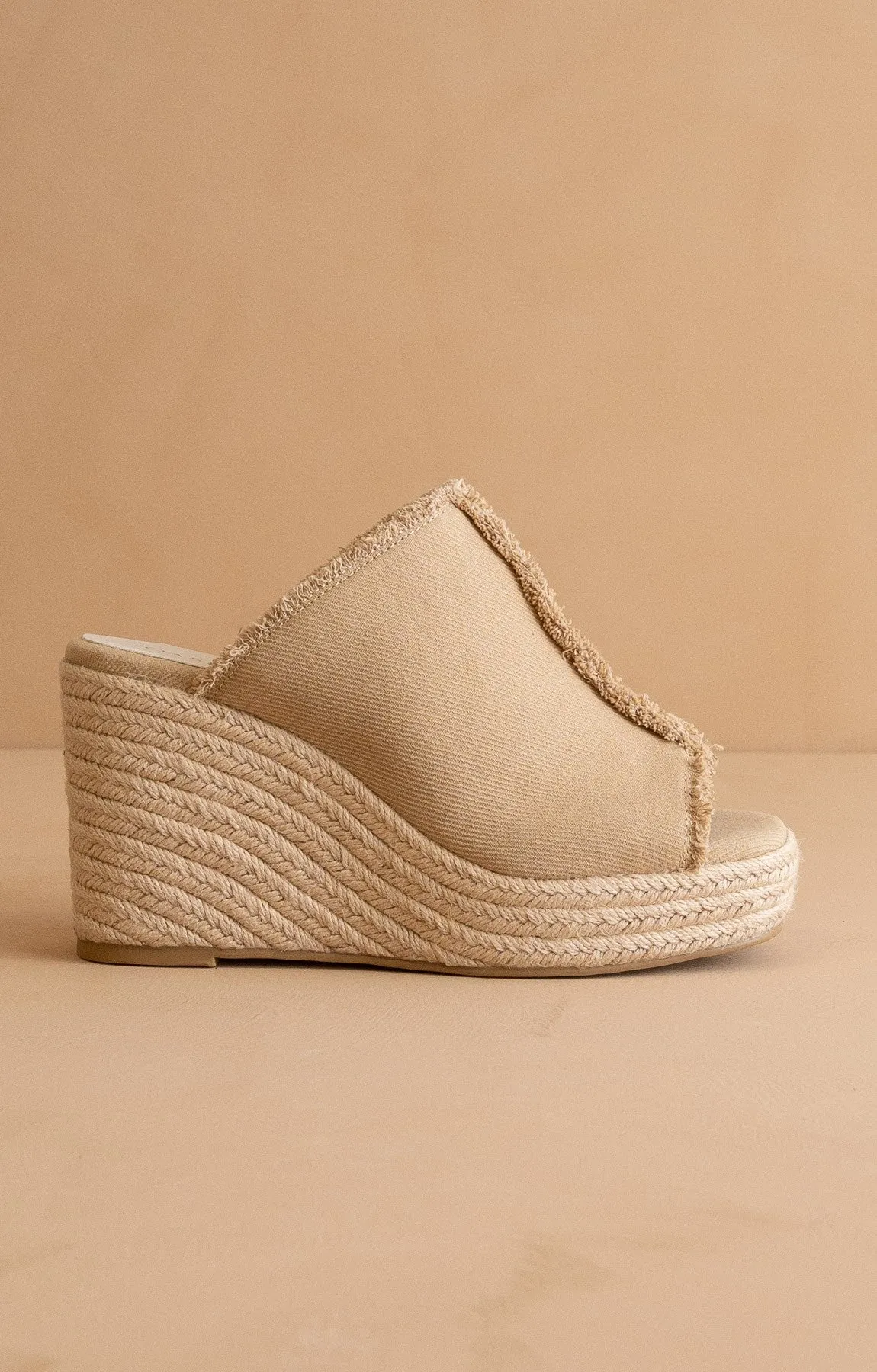The Verona - Frayed Denim Espadrille Wedge