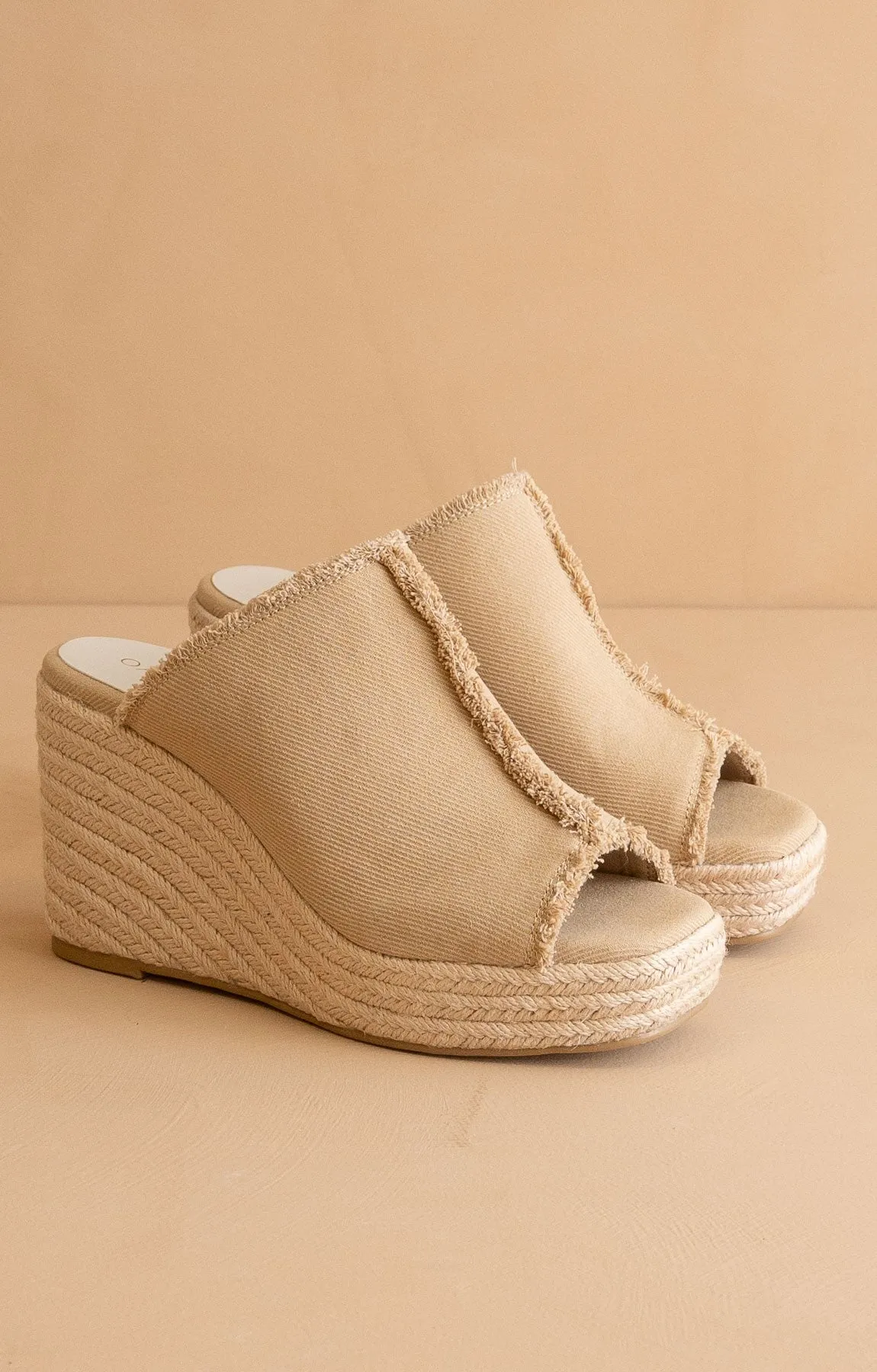 The Verona - Frayed Denim Espadrille Wedge