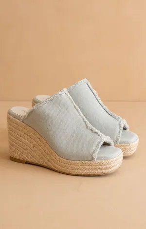 The Verona - Frayed Denim Espadrille Wedge