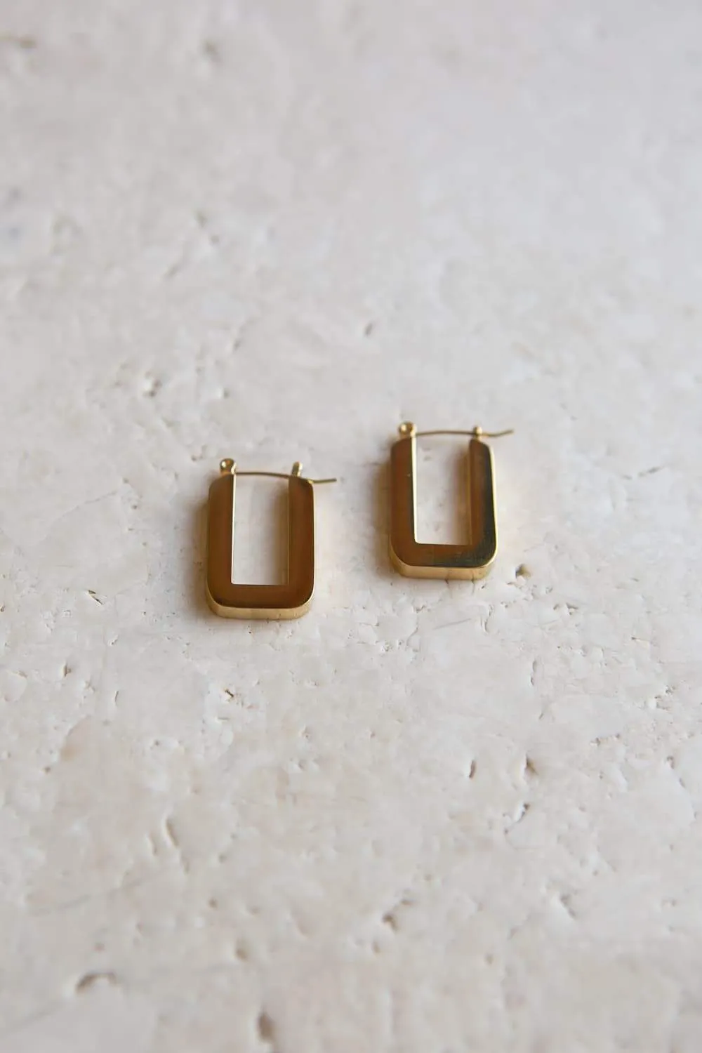 Thick Gold Geometric U Hoop Earrings