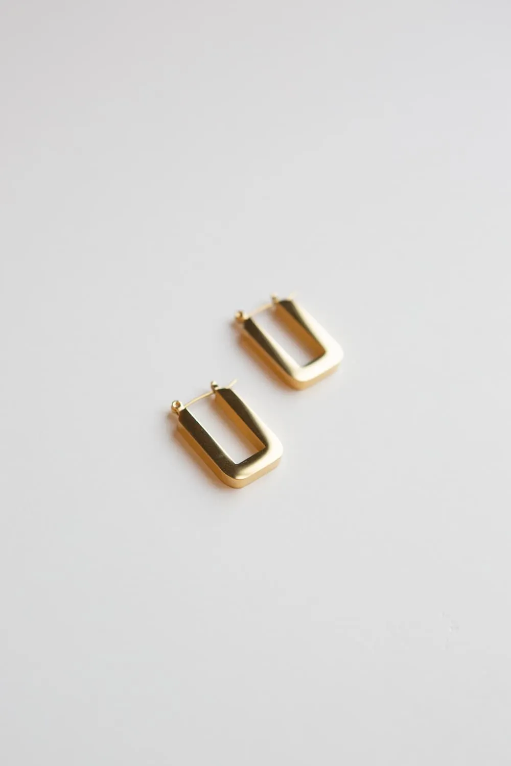 Thick Gold Geometric U Hoop Earrings