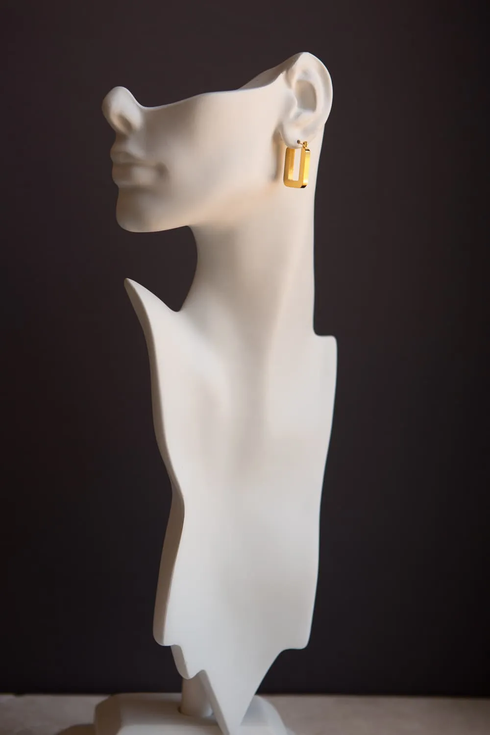 Thick Gold Geometric U Hoop Earrings