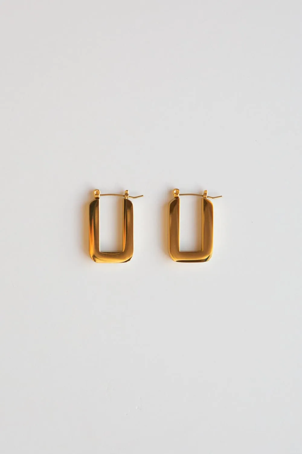 Thick Gold Geometric U Hoop Earrings