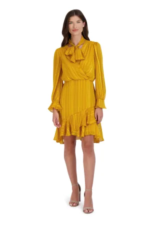 Tie Neck Short Ruffle Dress