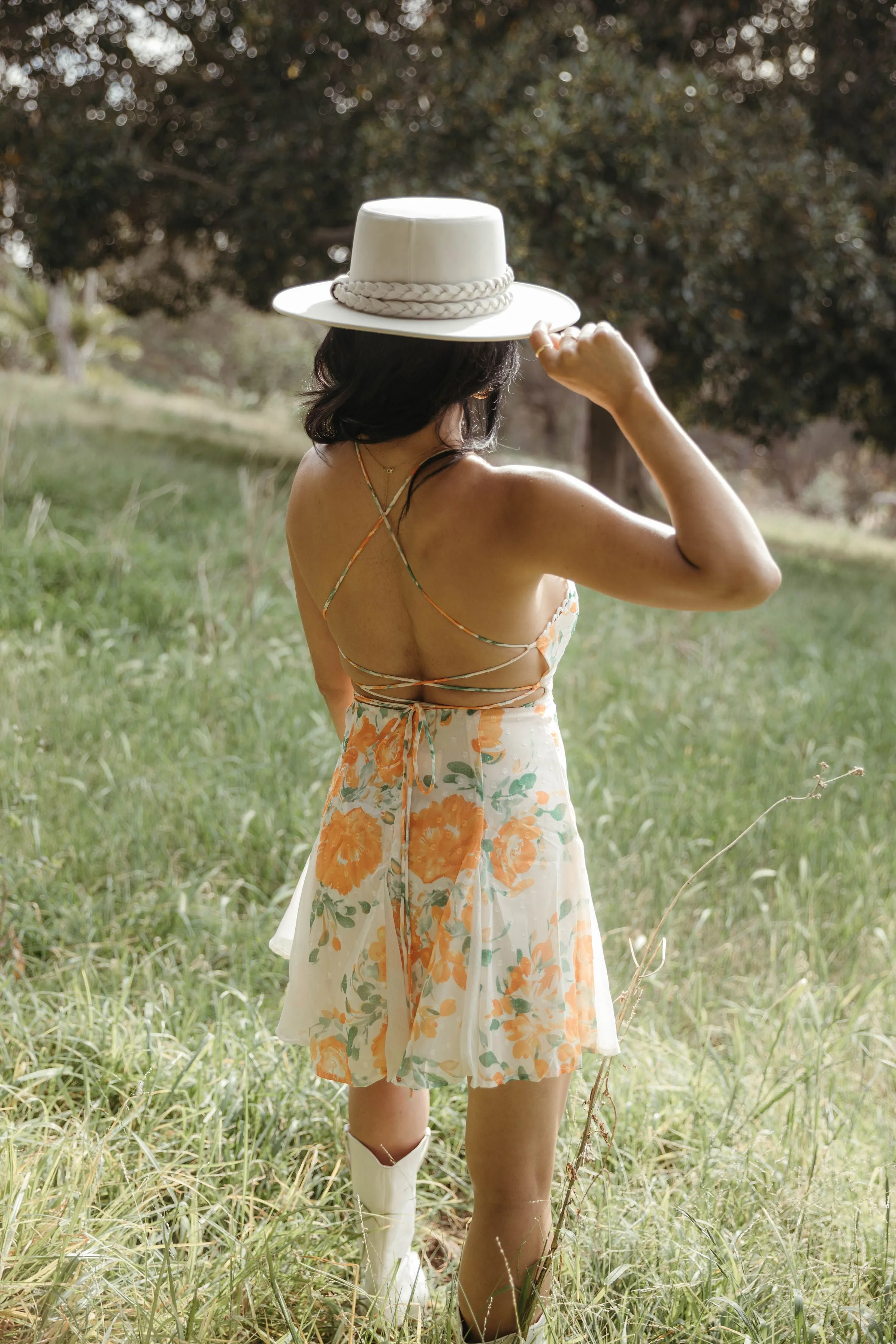 Tiebreaker Peach Floral Mini Dress