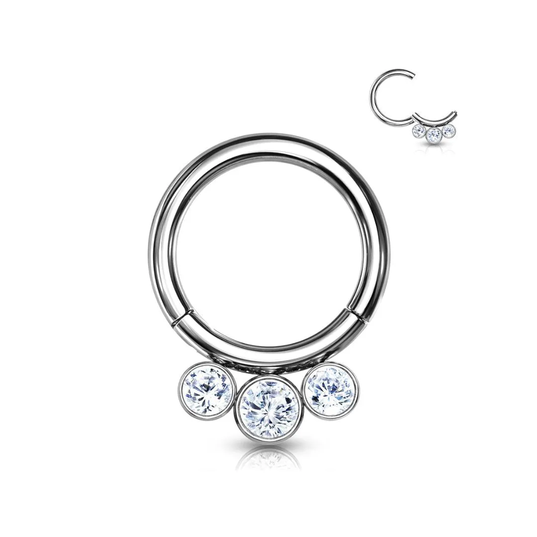Titanium CZ Bezel Hinge Ring
