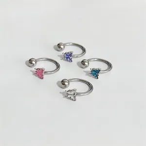 Titanium Steel Colorful Enamel Butterfly Piercing Lip Ring