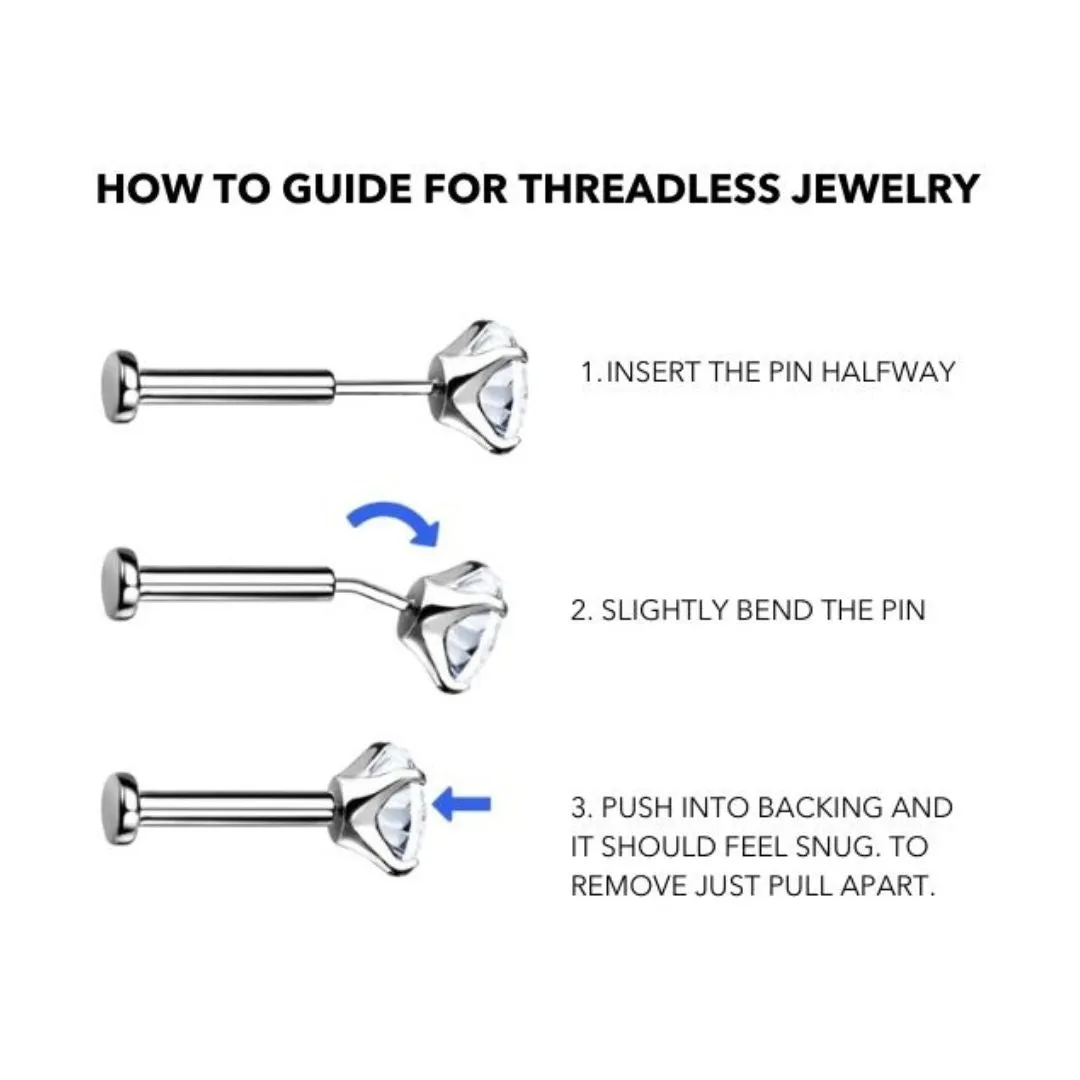 Titanium Threadless Push In Flat Back Hoop Earring