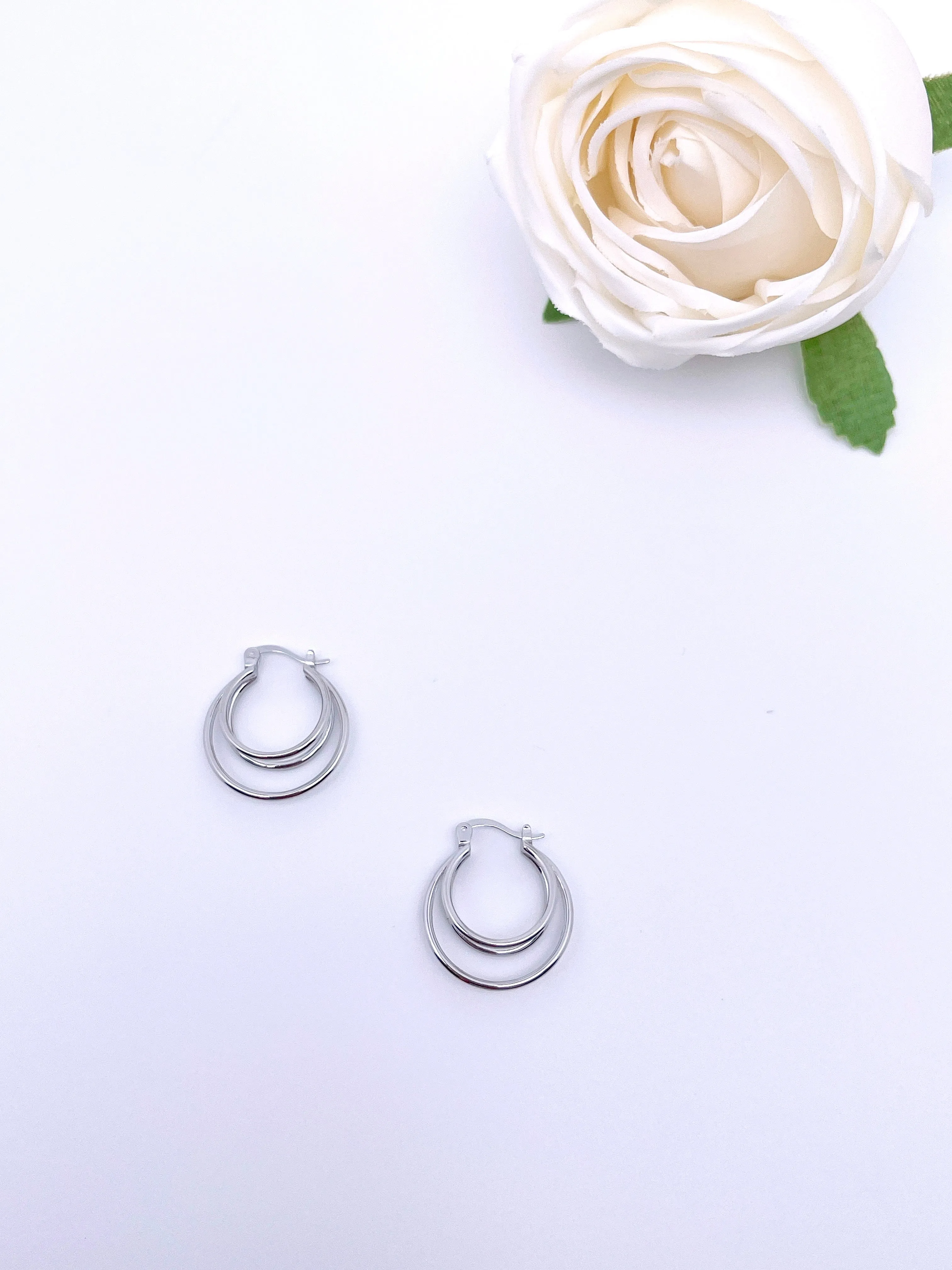 Tri-circle Hoop Earrings in Sterling Silver