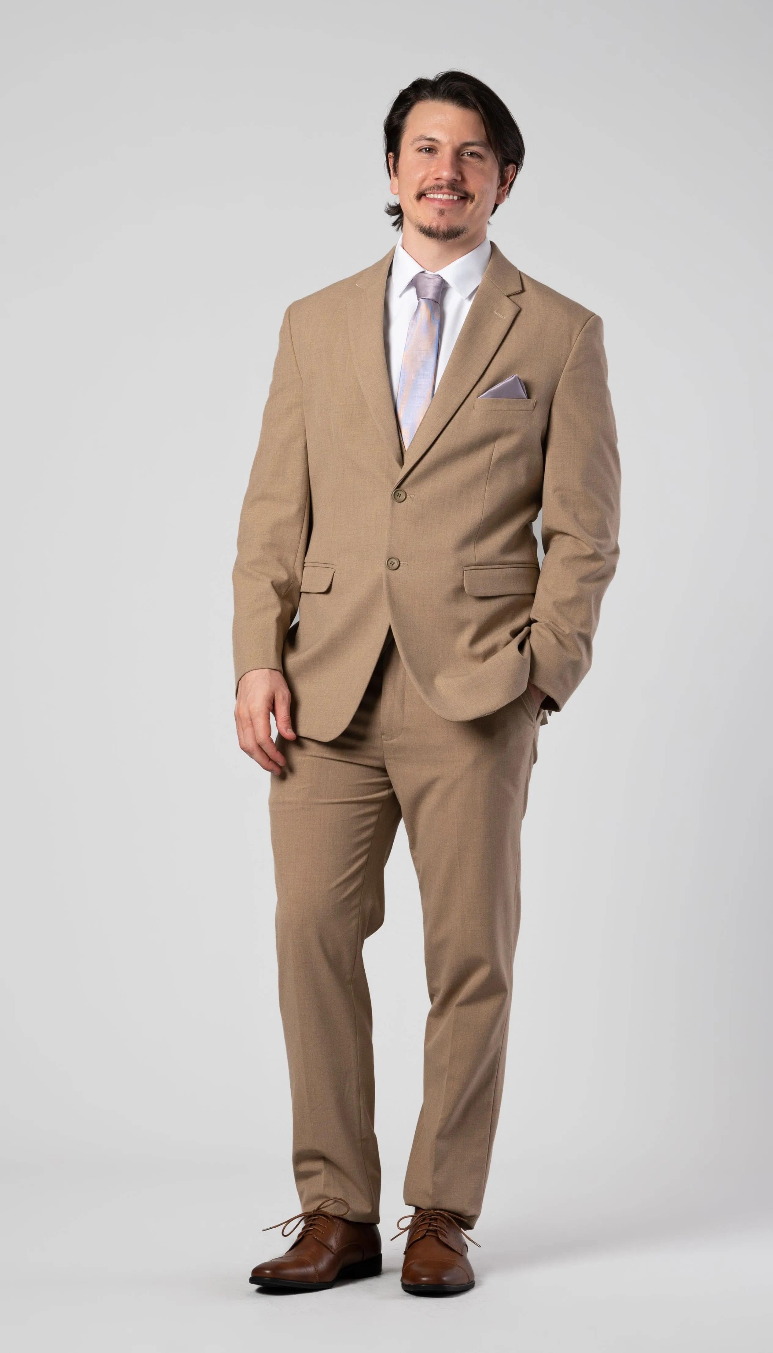 Trim Fit 2 Piece Suit Camel