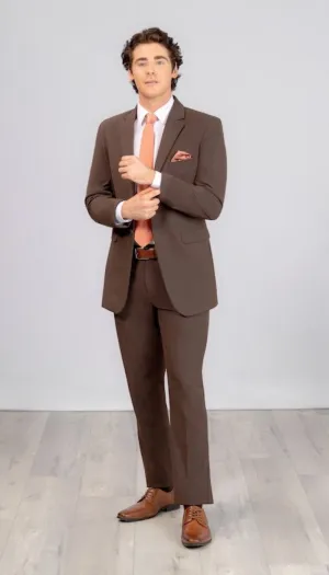 Trim Fit 2 Piece Suit Chocolate