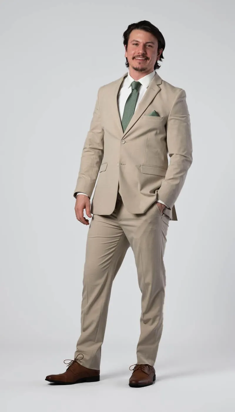 Trim Fit 2 Piece Suit Tan