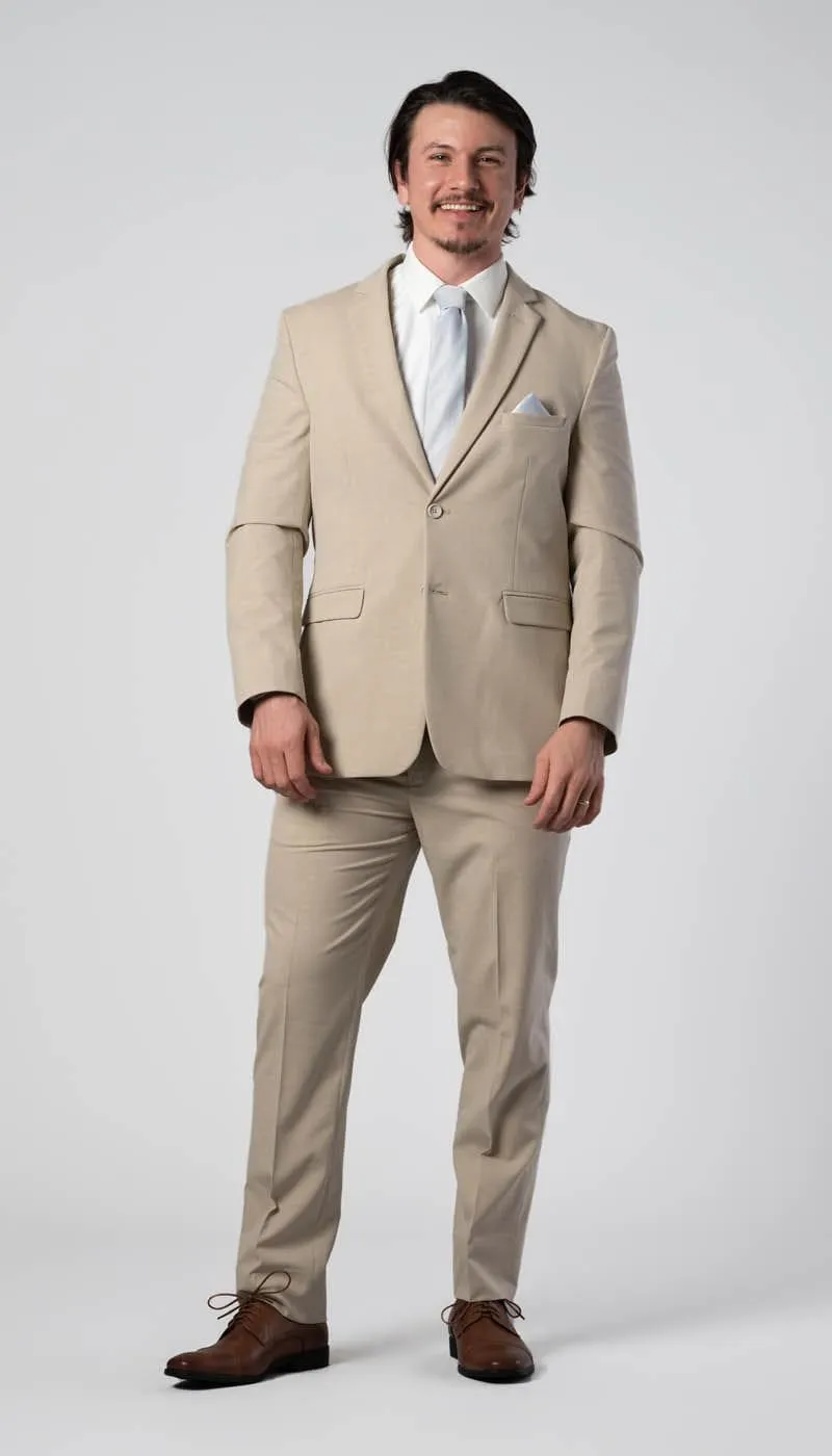 Trim Fit 2 Piece Suit Tan