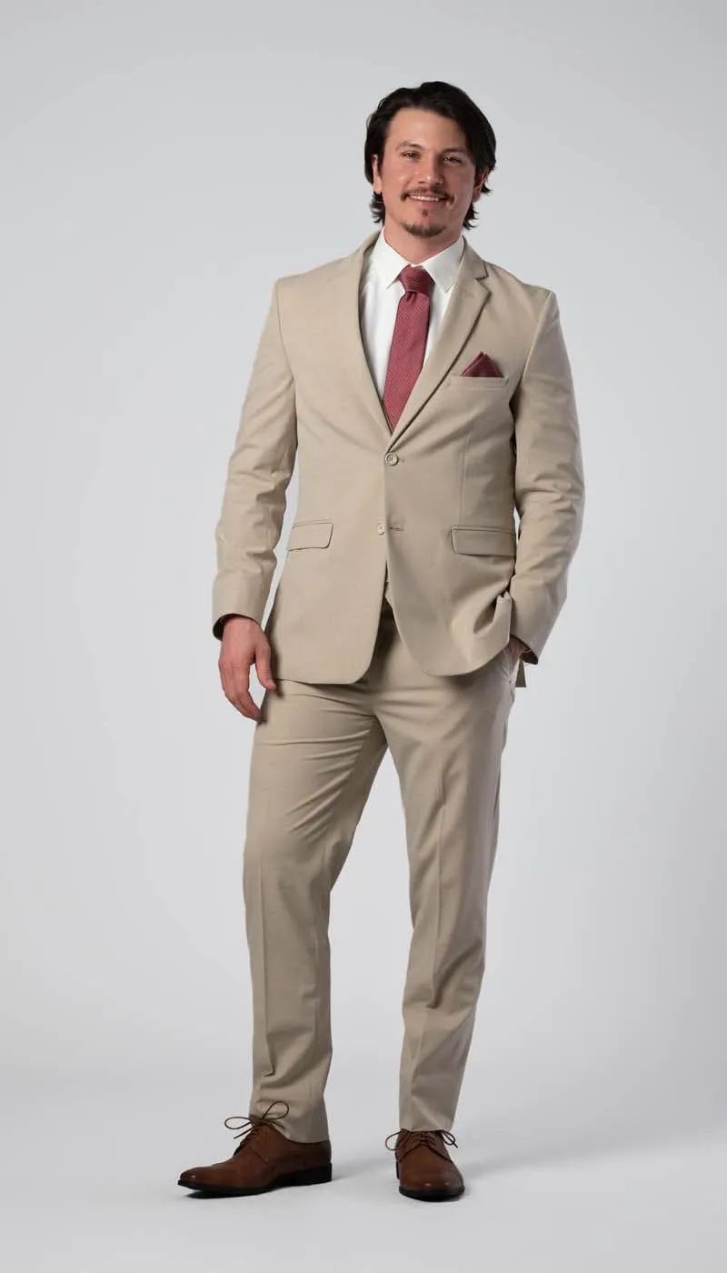 Trim Fit 2 Piece Suit Tan