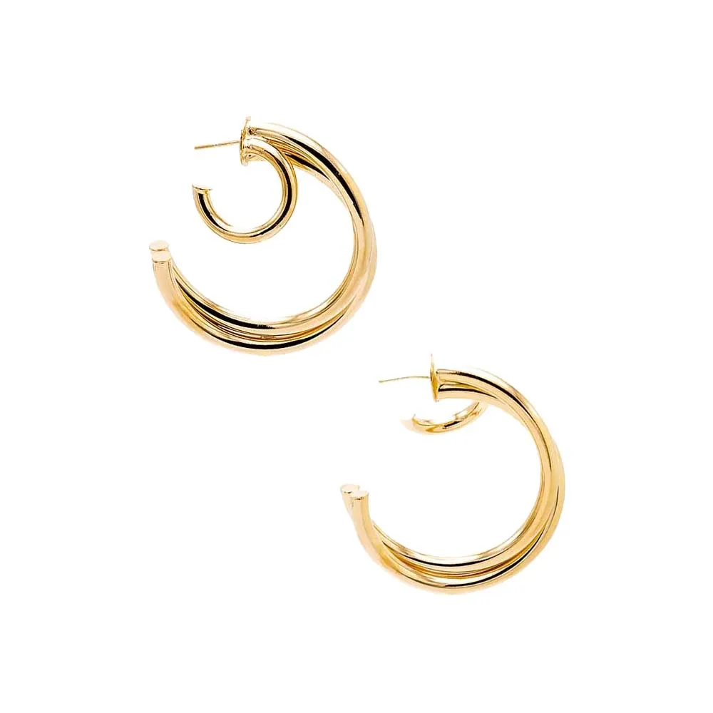 Triple Hollow Hoop Earring