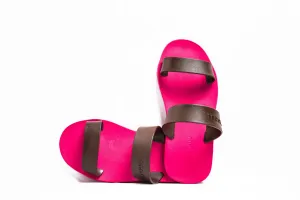 Twin Pink Sole Brown Strap