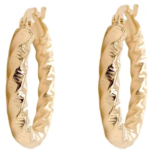 Twisted Gold Hoop Earrings, 14K Yellow Gold Hoops Wide Earrings