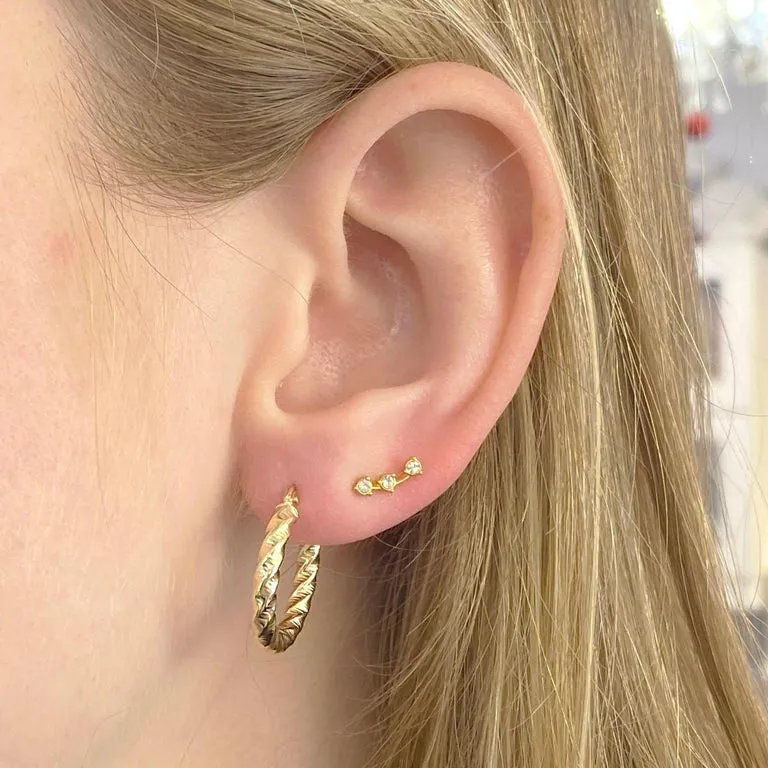 Twisted Gold Hoop Earrings, 14K Yellow Gold Hoops Wide Earrings