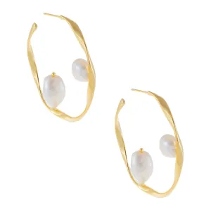 Twisted Pearl Hoop Earring