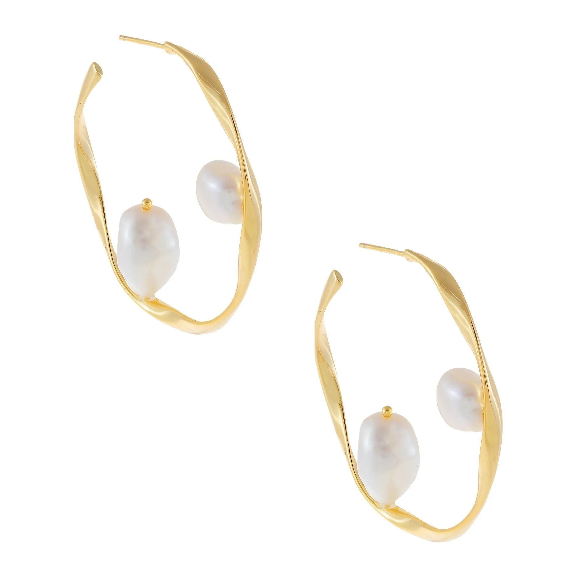 Twisted Pearl Hoop Earring