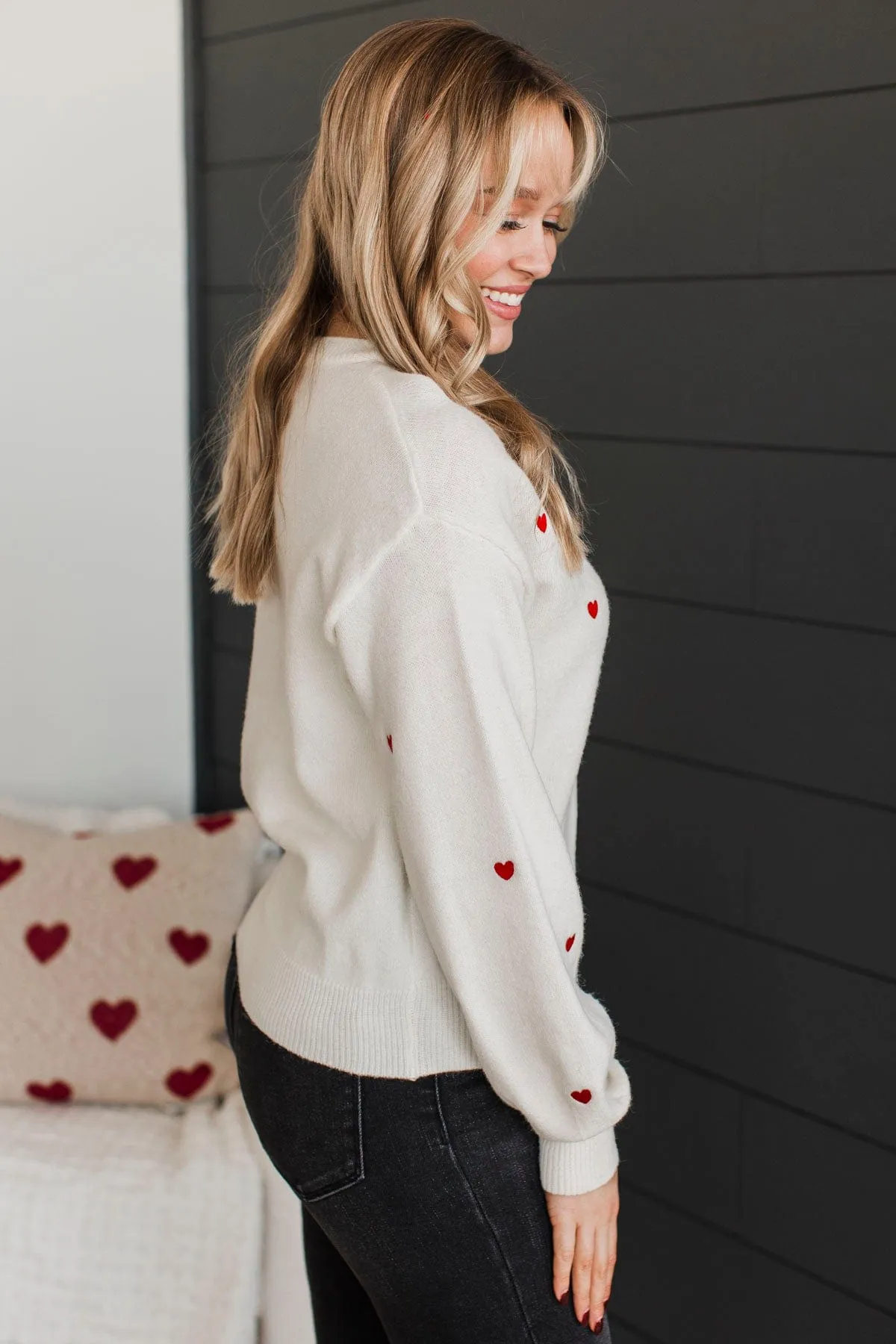 Unbelievable Feelings Heart Knit Sweater- Ivory