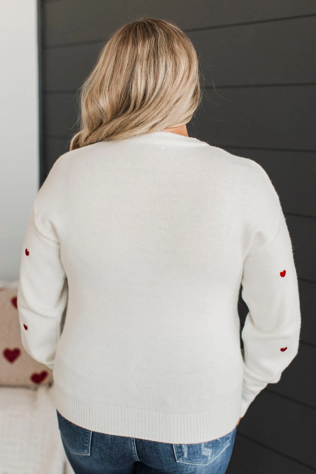 Unbelievable Feelings Heart Knit Sweater- Ivory