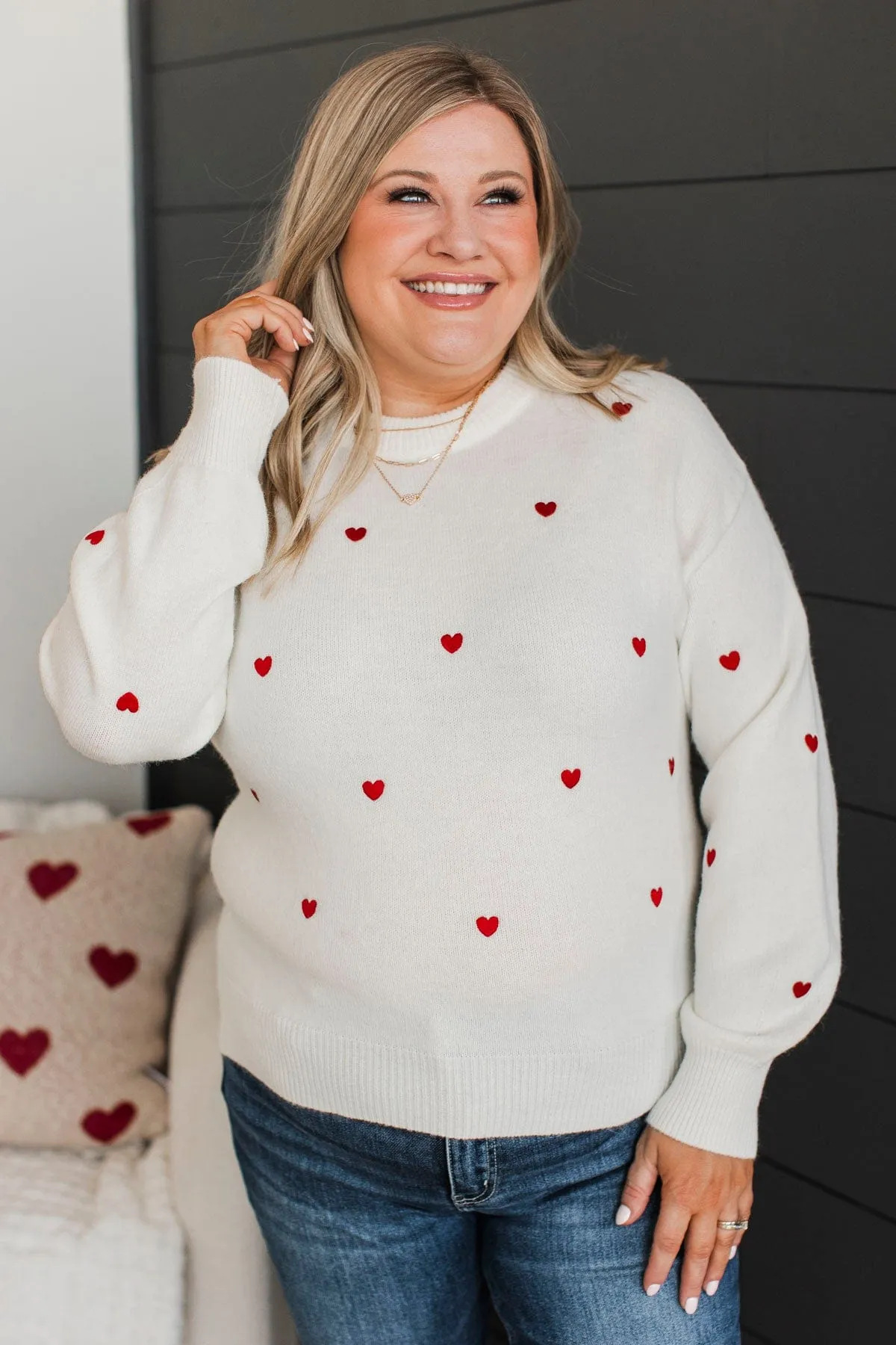 Unbelievable Feelings Heart Knit Sweater- Ivory